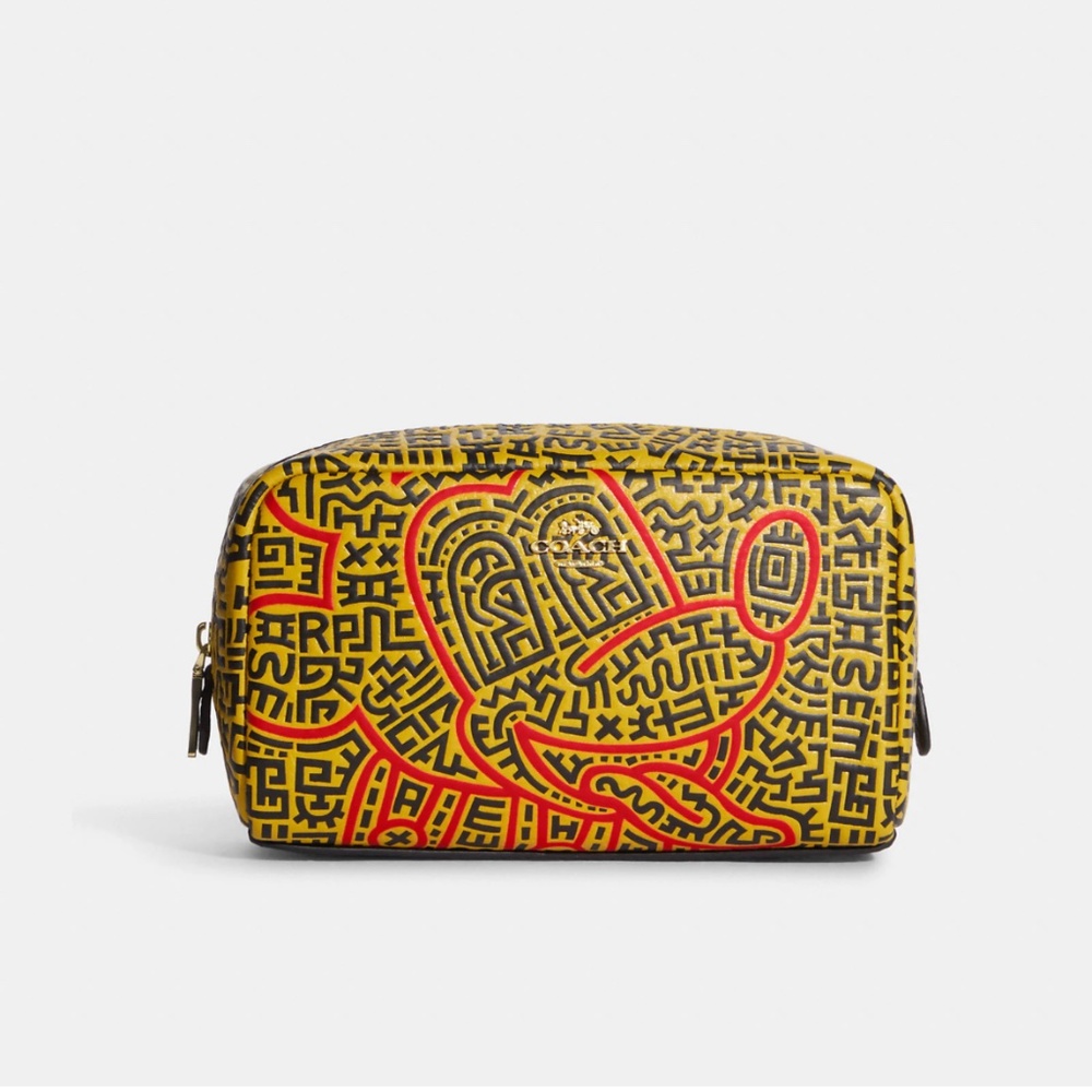 NWT! Coach X Disney Mickey Mouse X Keith Haring Small Boxy Cosmetic Case